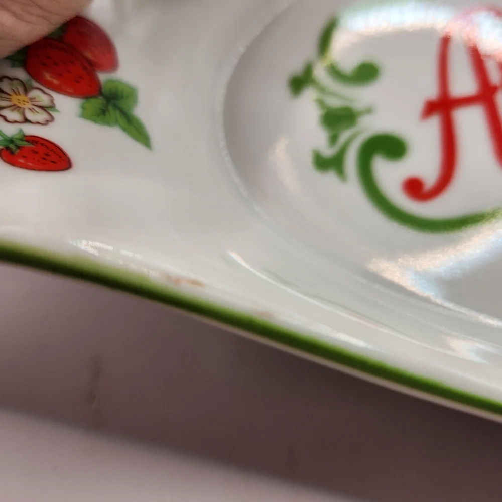 Vintage Cherries & Strawberries AuGratin Earthenware Oven to Table Baking Dish
